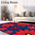 thumbnail image 2 of ODIKA 8'x10' Machine Washable Non-Slip Area Rug, Poinsettia Bloom Kit Floral Blossom High Traffic Rug with Pad, Red, 634806, 2 of 8