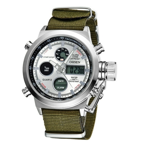 Avaner Mens Multifunctional Military Watch: Analog Digital Dual Time Calendar Waterproof Casual Sports Leather Analog Quartz Wristwatch