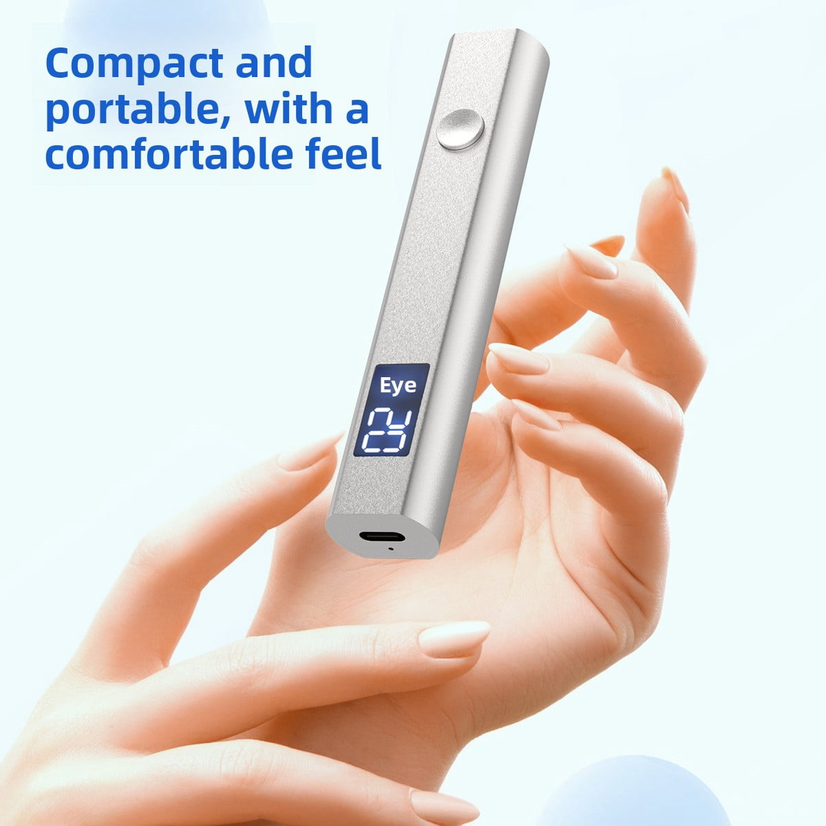 Handheld One-Line Nail Lamp with Metal Body - 3 Timer Settings (30/60/99s) Fast Curing UV LED Light, Rechargeable Portable Nail Dryer, No Black Hands, Professional Nail Art Tool for Home Salon