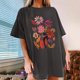 thumbnail image 2 of Faldas Cortas para Mujeres, Impresión de Flores Casual Oversized Camiseta de Manga Corta Top Hecho de 95% Poliéster 5% Spandex para Primavera Verano, Falda Corta de Verano, 2 of 7