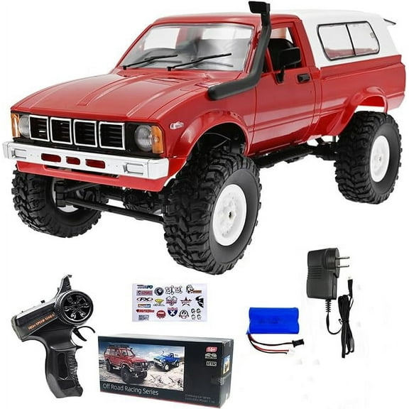 c24 RC Crawler RC Car 1/16 RC Rock Crawler RC Truck 4x4 2.4GHz 4WD Remote Control Truck RC Mud Truck RTR with 1 Upgraded 1200mah Battery （c24 red)