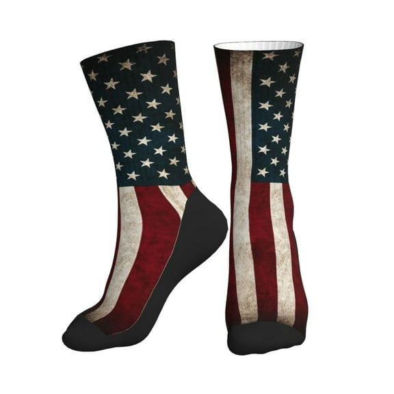 Men Women America Flag Funny Novelty Mid-Crew Socks