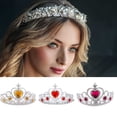 thumbnail image 3 of Qarigey Diademas con coronas elegantes y fáciles de usar para niñas, diadema con coronas, decoración, amplia aplicación Accesorio para el cabello Rosa roja, 3 of 6