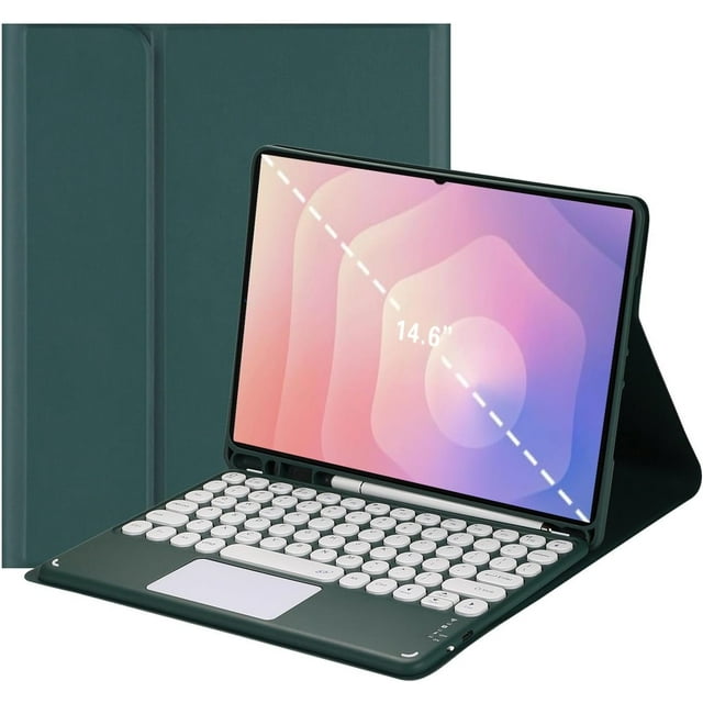 Funda con teclado táctil para Samsung Galaxy Tab S11 Ultra (14.6 pulgadas) Modelo 2025 (SM-X930/SM-X936B), con soporte para lápices, teclado Bluetooth táctil desmontable magnéticamente