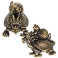 thumbnail image 3 of Mini adorno de latón, estatua de Animal Vintage, figura de Metal bonita, decoración de tortuga dragón de oficina, 2 uds., 3 of 6