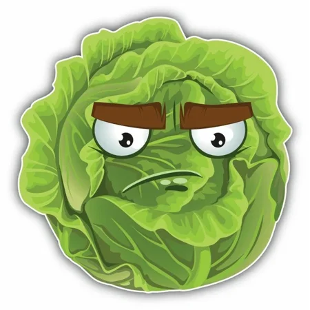 DOPASTICKER Cabbage Dissatisfied Smile Cute Cartoon Sticker Design Phone Water Bottle Stickers Cars Stickers Water Bottle Stickers For Kids