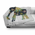 thumbnail image 3 of Folk Art Soft Flannel Fleece Throw Blanket, Animal Print Image with Blossoming Abstract Floral Ornamental Silhouette, Cozy Plush for Indoor and Outdoor Use, 60" x 80", Multicolor, by Ambesonne, 3 of 6