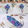 thumbnail image 3 of Purple Green Waves Cloth Napkins, Modern Abstract Art Washable and Reusable Dinner Napkins Set of 4, Table Napkin for Kitchen Party Birthday Wedding Hotel Housewarming 20"x20", 3 of 9