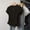*Black, variant on ClodeEU Women's Crew Neck Short Sleeve T-Shirt with Side Elastic Ruff,Casual Loose Fit Basic Tee Black,Women's Plus L