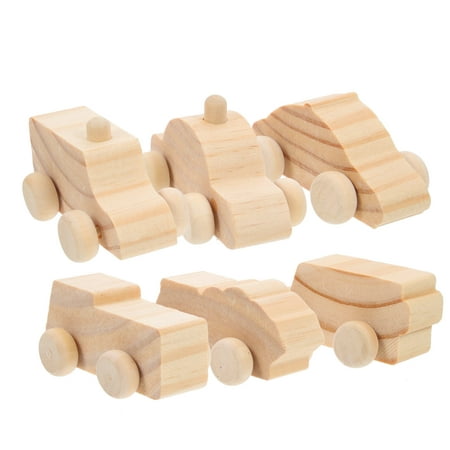 

FRCOLOR 6pcs Wooden Cars DIY Graffiti Cars Kids Unfinished Wood Cars Children Painting Toys