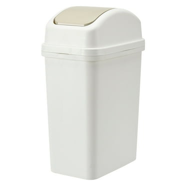 Yhmxh Household Trash Cans 6L, Large Capacity Cream Wind With Lid Garbage Cans Plastic Swing Top Garbage Can Slim Waste Bin for Under Sink/Cabinet, Kitchen Office Bedroom Bathroom College Dorm, White
