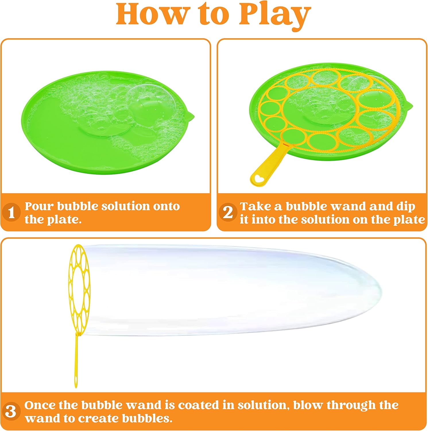 Syncfun 18 Pcs Giant Bubble Maker with Tray, 12" Big Bubble Wands Set Bulk, Summer Outdoor Activity, Party Favors, 6 Pcs Bubble Solution Suitable for All Age People