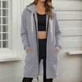thumbnail image 2 of ADSSDQ Women Casual Zip up Polyester Hoodies,Fashion Long Hoodies Sweatshirts,Oversized Casual Fall Hoodie Jackets Gray L, 2 of 5