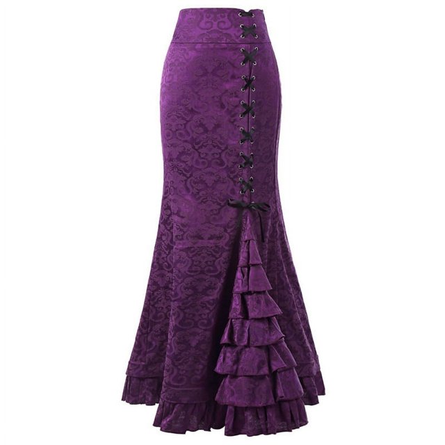 Falda Midi Y2k victoriana para mujer, falda Retro de cintura alta, temperamento elegante, estilo gótico Steampunk, falda de cola de pez, ropa de fiesta