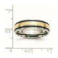 thumbnail image 2 of Titanium Brushed Polished Antiqued Oxidized 14k Gold Inlay 6mm Brush/Antique Band Size 12.5 Ring for Women and Men, 2 of 2