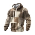 thumbnail image 1 of Chandail à Capuche Imprimé pour Hommes, Motif Ethnique Mode Urbaine, Chandail à Col Rond avec Fermeture Éclair et Cordon de Serrage pour Tenue Décontractée, Activités Extérieures, 1 of 2