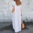 thumbnail image 2 of New Women's Casual Loose Pocket Long Dress Short Sleeve Split Maxi Dresses, 2 of 2