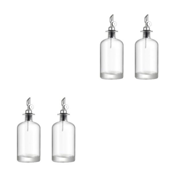 Monstrate 2 piezas de botella de aceite de vidrio sellada a prueba de fugas lavable salsa de soja cocina dispensador de vino contenedor Plata 350ml 2Conjunto