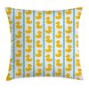 Rubber Duck Throw Pillow Cushion Cover, Yellow Duckies with Blue Stripes and Small Circles Baby Nursery Play Toys Pattern, Decorative Square Accent Pillow Case, 20 X 20 Inches, White, by Ambesonne
