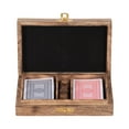 thumbnail image 3 of Sagebrook Home's Mango Wood and Brass 7x5 Cards & Dice Box - Artisan Crafted, Brown, Ideal for Home Entertainers, 3 of 9