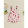 thumbnail image 6 of Kids Little Girls Overalls 6 12 18 24 Months 2T 3T 4T 5T 6T Shorts Floral Print Pocket Front Sleeveless Suspender Jumpsuit with Adjustable Shoulder Strap, 6 of 9