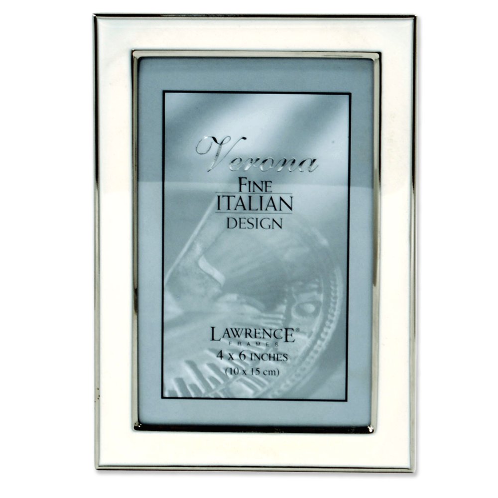 Lawrence Frames Silver Plated 4x6 Metal with White Enamel Picture Frame
