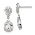 thumbnail image 3 of 925 Sterling Silver CZ Pear with Halo Post Dangle Earrings, 3 of 5