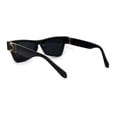 thumbnail image 4 of Womens Luxury Squared Triangular Thick Plastic Horn Mob Sunglasses All Black, 4 of 4