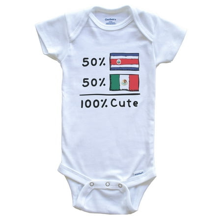 

50% Costa Rican Plus 50% Mexican Equals 100% Cute Costa Rica Mexico Flags Baby Bodysuit