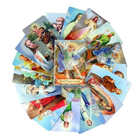 Novena Prayer Card - Pack of 54 Assorted Holy Cards with Catholic Saints and Prayers
