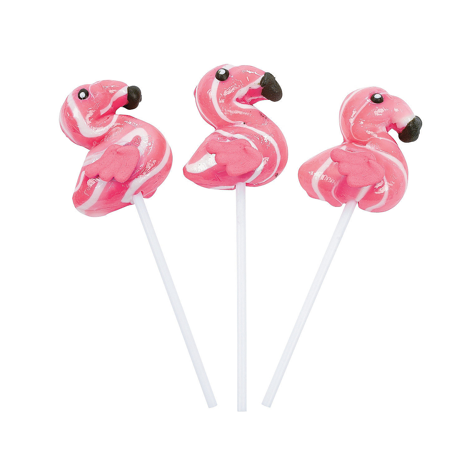 Flamingo Swirl Lollipops, 12 Pieces, Individually Wrapped, Birthday Party Candy Supplies for Kids