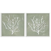 Stupell Industries White Coral Sketch Nautical & Beach Painting White Framed Art Print Wall Art, 12 x 12, Set of 2