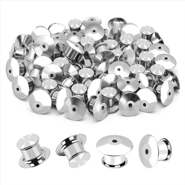 100PCS Pasador De Bloqueo Volver Pasador De Bloqueo Hebilla De RetencióN, Utilizado Para Bloquear La Parte Posterior Del Pasador De Metal Del Broche Pin De Solapa Esmaltado
