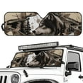 thumbnail image 2 of Uorisanigo Windshield Sunshade Fit for Jeep Wrangler JL JLU 2018-2025 / Jeep Gladiator 2020-2025 Wolf Hunting Print Front Window Sun Shade, Aluminum Foil Heat UV Protection Accessories, 2 of 7