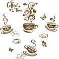 thumbnail image 1 of Pegatinas de pared con diseño de café marrón y granos de café con mariposas, 1 of 9