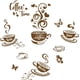 thumbnail image 1 of Pegatinas de pared con diseño de café marrón y granos de café con mariposas, 1 of 9