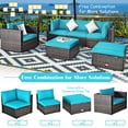 thumbnail image 6 of Costway 6PCS Patio Rattan Furniture Set Cushion Sofa Coffee Table Turquoise, 6 of 11