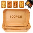 thumbnail image 2 of SUTENGDA Air Fryer Paper Liners Disposable  100 PCS 8 x 5.5” Rectangle Parchment Paper Sheets  Non-stick Food Grade Liners for Rectangular Air Fryer Basket Oilproof Waterproof  Brown, 2 of 7