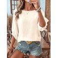 thumbnail image 5 of Mawalde Women'S Tops 3/4 Sleeve T-Shirts Cute Crewneck Basic Business Tees Blouses  S, 5 of 8