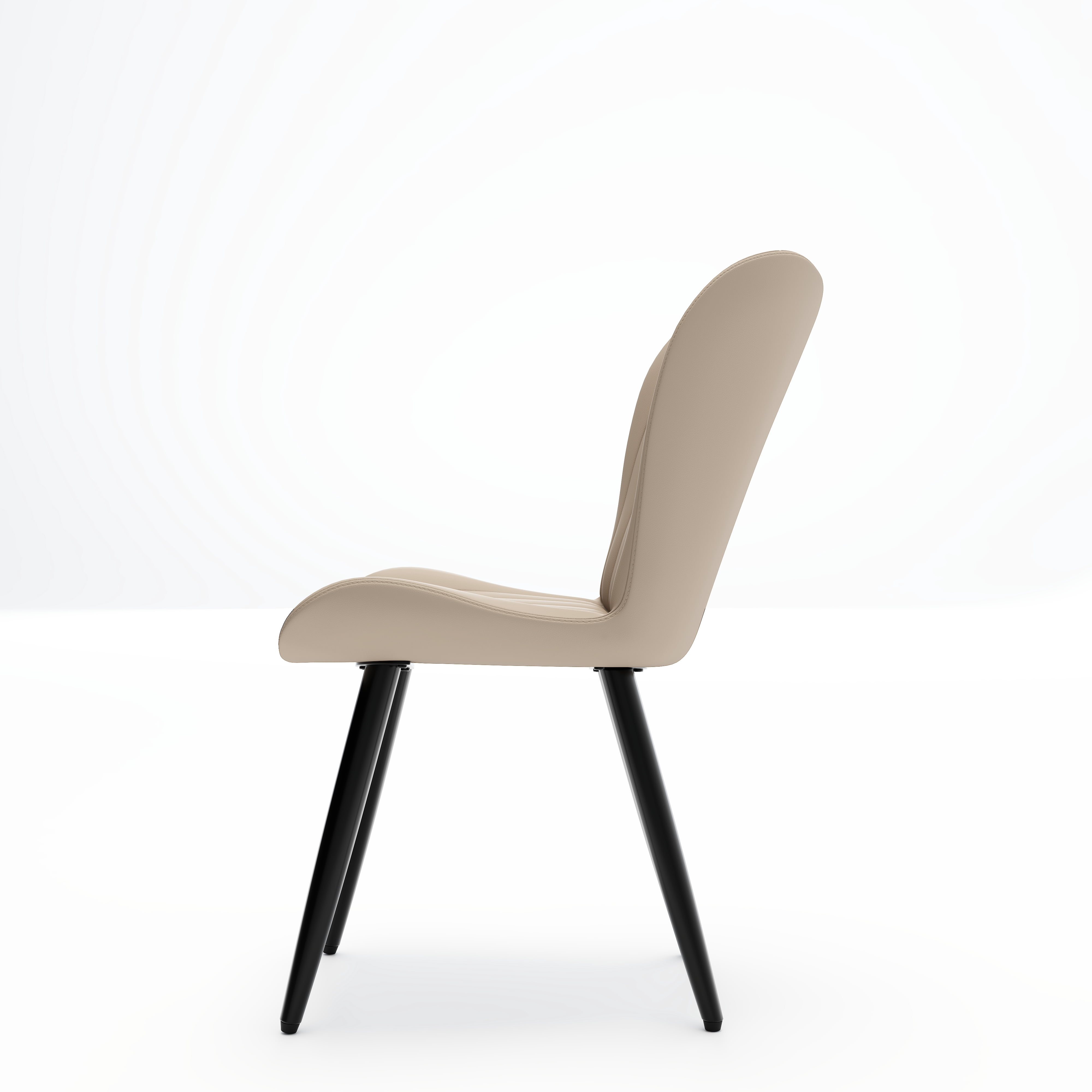 Modern PU Leather Dining Chairs with Thick Cushion & Metal Legs, Set of 4, Black