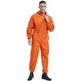 thumbnail image 4 of XUNZOO Men Dustproof Work Coveralls Long Sleeve Hooded Jumpsuit Mechanic Workwear Orange 4XL/190, 4 of 6