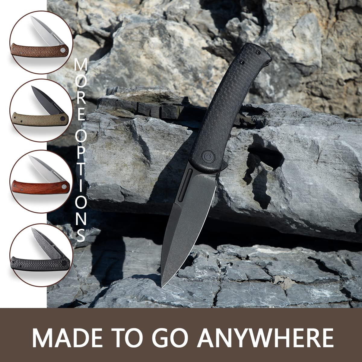 CIVIVI Cetos Folding Knife, 3.48-in 14C28N Blade Spear Point with Coarse Micarta Scale Flipper Knife Frame Lock C21025B-2