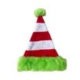 thumbnail image 3 of Oalirro Christmas Santa Hat - Green Red White Striped Xmas Party Headwear for Adults Fluff Holiday Hat Christmas Decorations Hat Gifts for New Year Headwear, 3 of 9