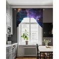 thumbnail image 4 of Teal Purple Blue Sky Kitchen Swag Valances for Windows, Modern Abstract Orange Stars Swag Valances Curtains for Living Room, Rod Pocket Window Treatments for Bathroom, Bedroom, Cafe, 56"x36", 4 of 6