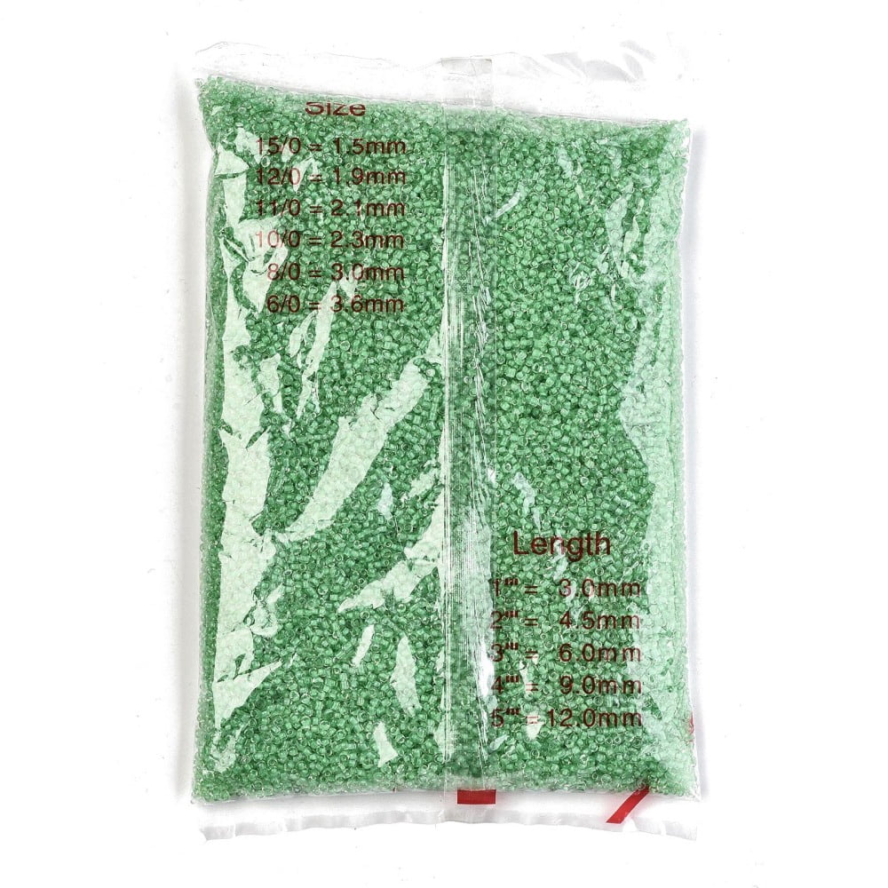 1Bag 8/0 Glass Seed Beads Transparent Inside Colours Round Hole Round Light Green 8/0 3~4x2~3mm Hole: 0.8mm 15000pcs/bag
