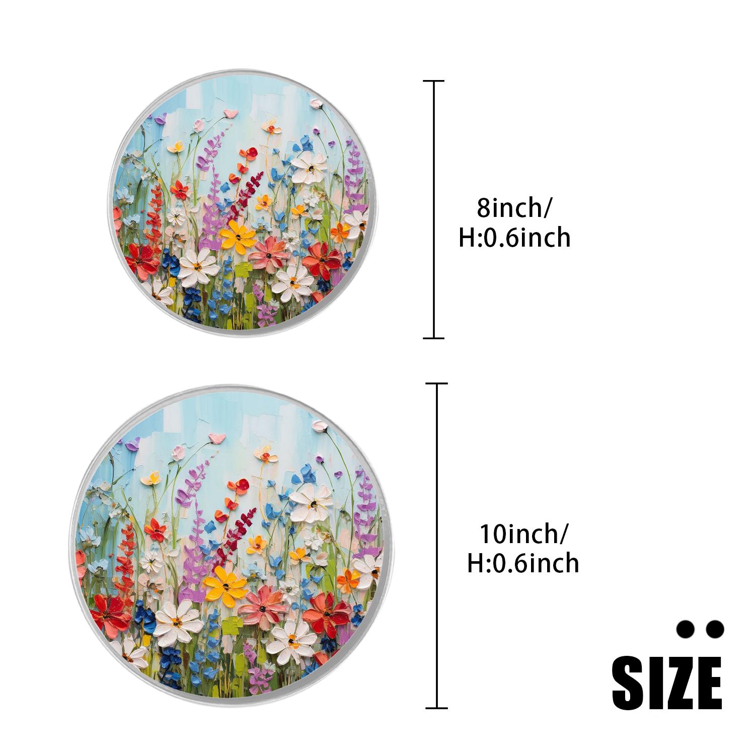 Round Stove Burner Covers 4 Pcs Metal Electric Stove Burner Covers 8Inch And 10Inch ,Red Poppies Spring Flowers Wildflowers pattern
