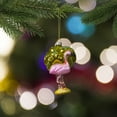 thumbnail image 2 of Northlight 4" Pink Flamingo with Palm Tree Glass Christmas Ornament, 2 of 5