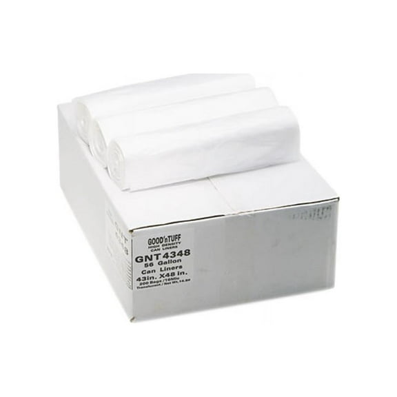 Webster® 0.01 mil Trash Bags, 56 gal, 43"H x 43"W, Natural, 200 Bags