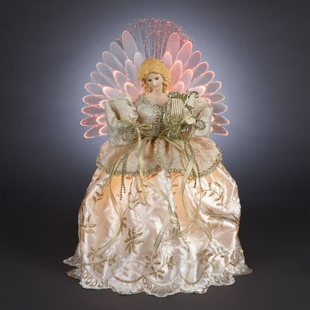 15 quot lighted ivory and gold angel with pink fiber optic 15 quot lighted ivory and gold angel with pink fiber optic