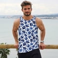 thumbnail image 6 of Goofa Blue Ink Flowers Pattern Men's Workout Tank Top Slim-Fit Tank Quick Dry Fit Muscle Tank Top Beach Tank Top Bodybuilding Sleeveless T Shirt-XX-Large, 6 of 7